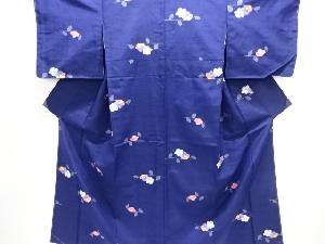 大特価品　未使用品　椿模様織り出し手織り紬着物